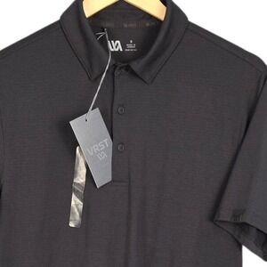 VRST 18th Hole Tech Polo Men Small Black Golf Shirt Performance Stretch NWT